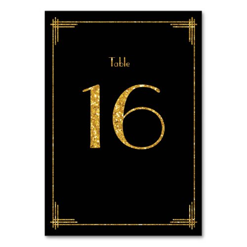 Wedding Table Numbers Gold Sequins Art Deco 16