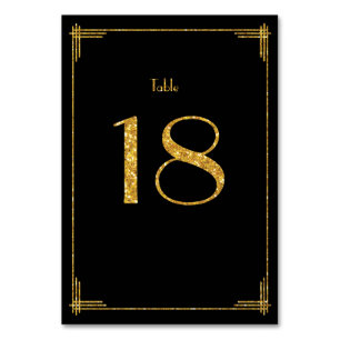 Wedding Table Numbers Gold Sequins Art Deco 18