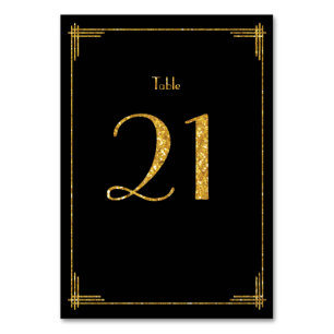 Wedding Table Numbers Gold Sequins Art Deco 21