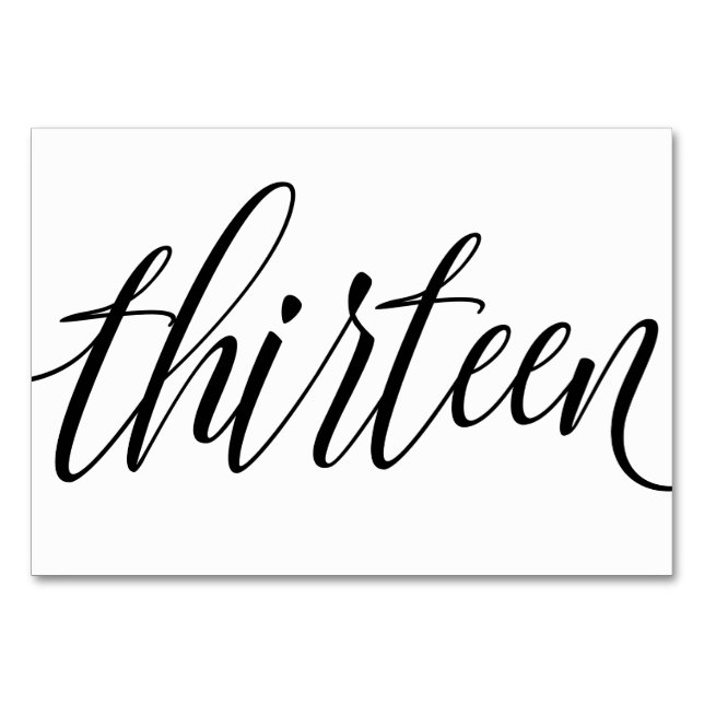 Wedding Table Numbers - Luxe Typography - Black 13 (Front)