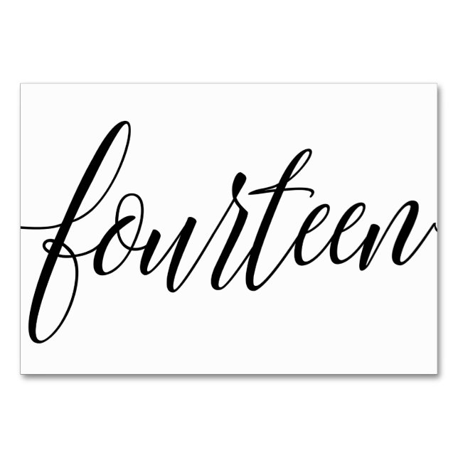 Wedding Table Numbers - Luxe Typography - Black 14 (Front)
