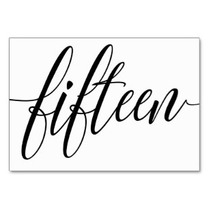 Wedding Table Numbers - Luxe Typography - Black 15