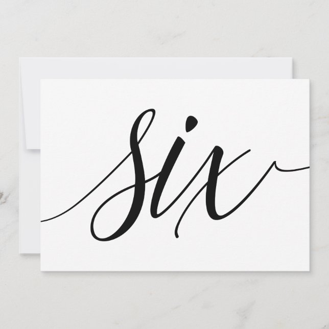 Wedding Table Numbers - Luxe Typography - Black 6 (Front)