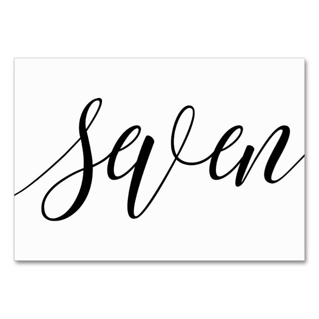 Wedding Table Numbers - Luxe Typography (Black) 7 (Front)