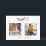 Wedding Table Numbers Photos by Age Modern Fun<br><div class="desc">Fun,  Modern Wedding Table Numbers - Photos by Age: Use these modern handwriting table numbers at your wedding reception tables. Add pictures of the bride and groom at the same age as the table numbers.</div>