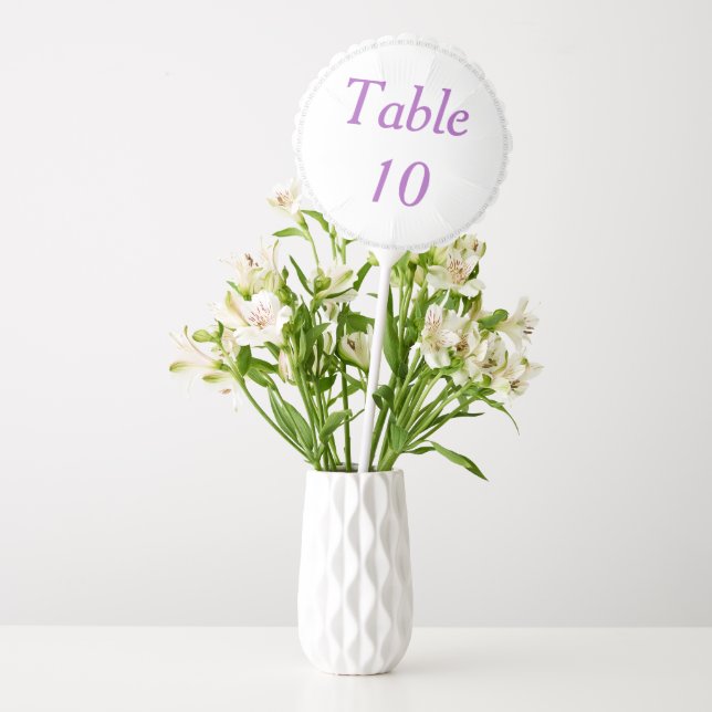 Wedding Table Numbers Purple White XO Balloon (Vase)
