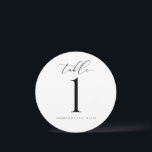 Wedding Table Numbers Round - Luxury Script<br><div class="desc">Elegant Round Wedding Table Numbers: These unique round wedding table numbers feature elegant calligraphy for luxurious look. Change your names and wedding or event date at the bottom. What you change on one side will automatically change on the other.</div>