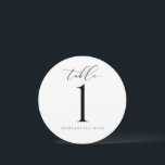 Wedding Table Numbers Round - Luxury Script<br><div class="desc">Elegant Round Wedding Table Numbers: These unique round wedding table numbers feature elegant calligraphy for luxurious look. Change your names and wedding or event date at the bottom. What you change on one side will automatically change on the other.</div>