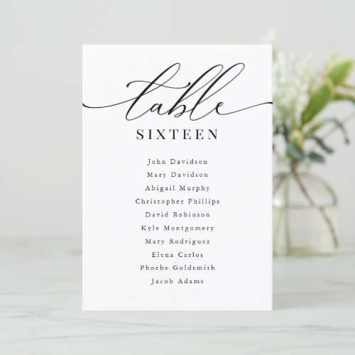 Wedding Table Numbers Seating Chart Modern Elegant