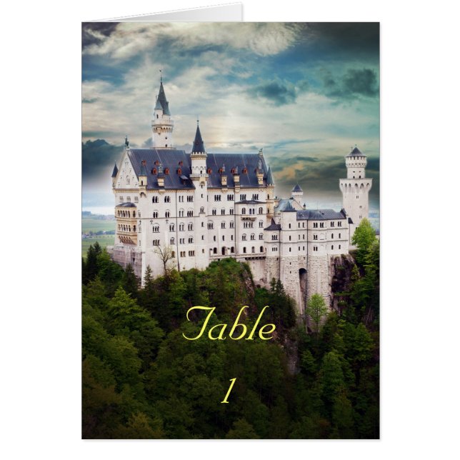 Wedding Table Place Card, castle theme (Front)