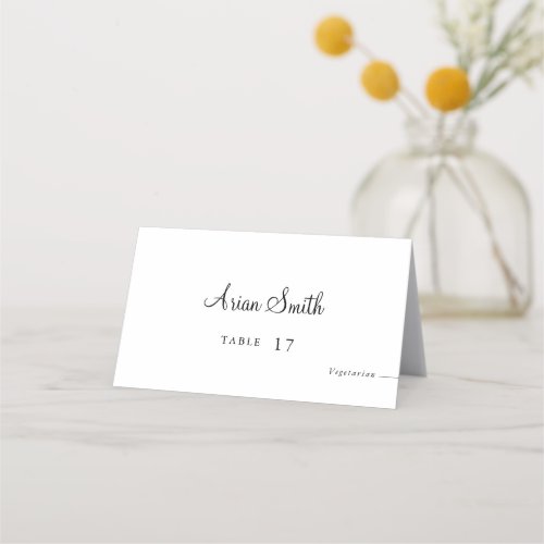 Wedding Table Place Card With Name  Meal Choice