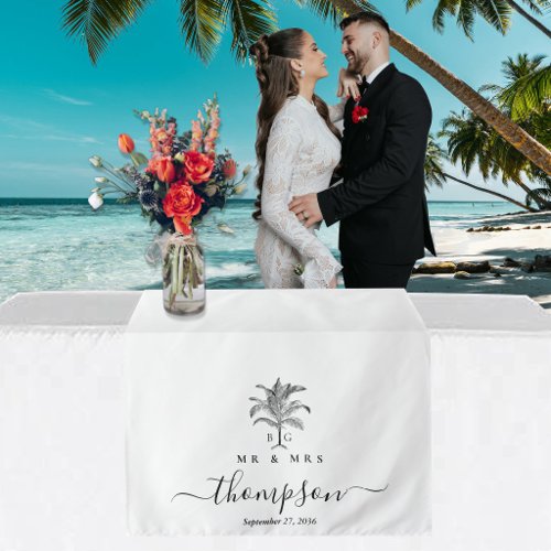 Wedding Table Runner Custom Tropical Palm Tree  Tapestry