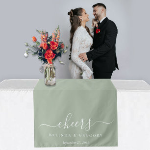 Wedding Table Runner Personalized Sage Green Tapestry