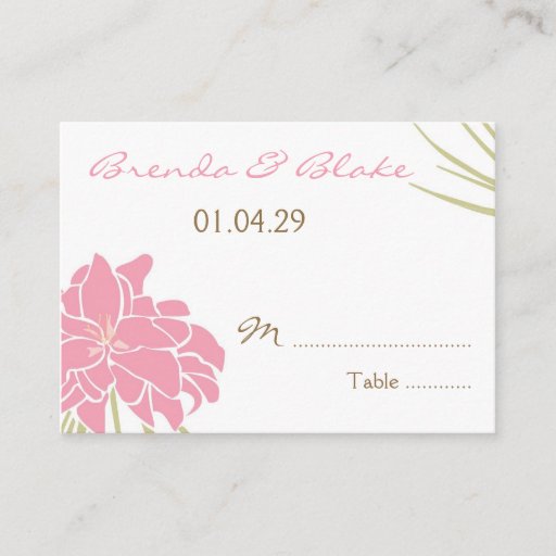Customizable Wedding Table Seating Cards - Tropical Lily Business Cards