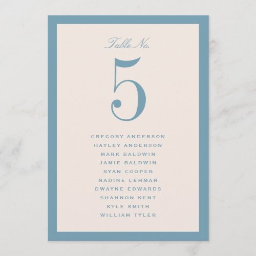 Wedding Table Seating Chart Card