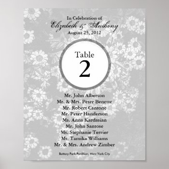 Wedding Table Seating Chart Print Tint White 4 by pixibition at Zazzle