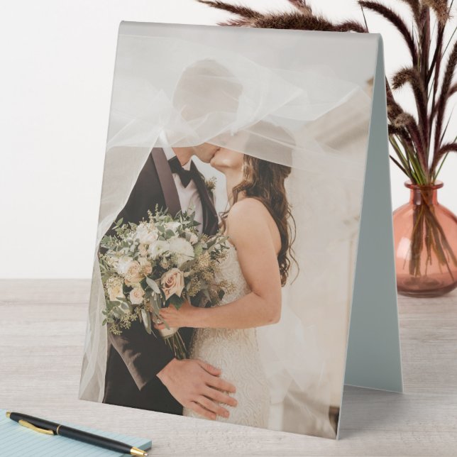 Wedding Table Tent Sign – Customizable with Image (In SItu (Table))