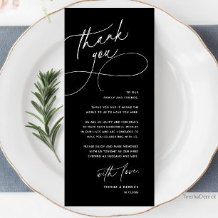 Wedding Table Thank You Elegant Reception Card