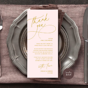 Wedding Table Thank You Elegant Reception Card