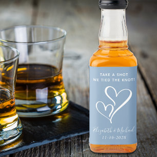 Wedding Take A Shot We Tied The Knot Dusty Blue Liquor Bottle Label