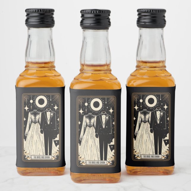 Wedding Tarot Bride & Groom Liquor Bottle Label (Bottles)