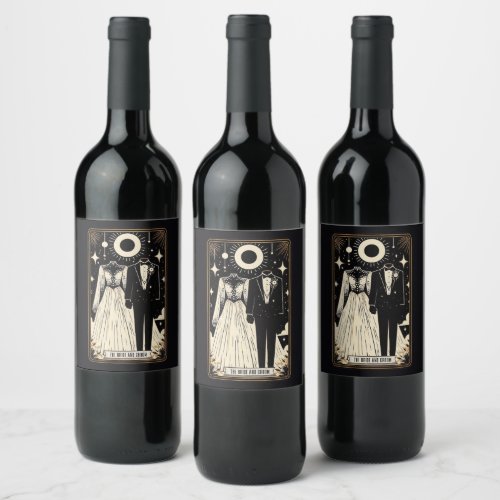 Wedding Tarot Bride  Groom Wine Label