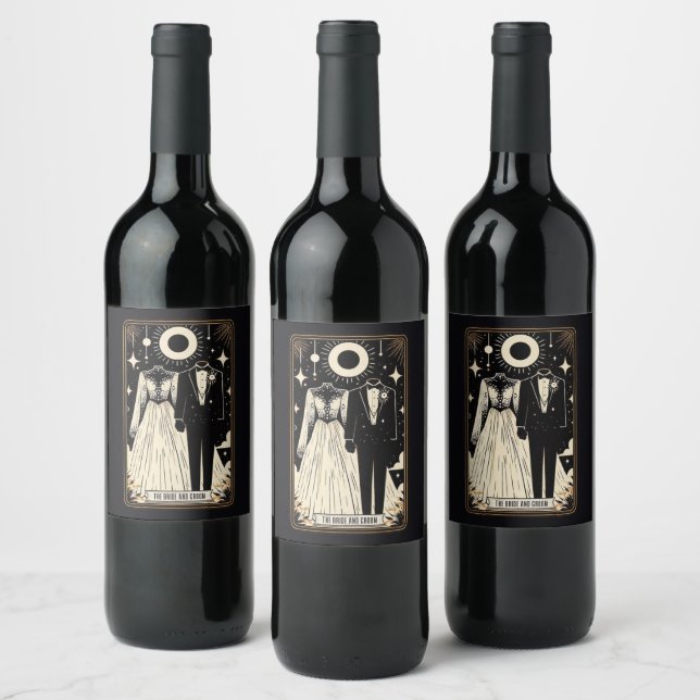 Wedding Tarot Bride & Groom Wine Label (Bottles)