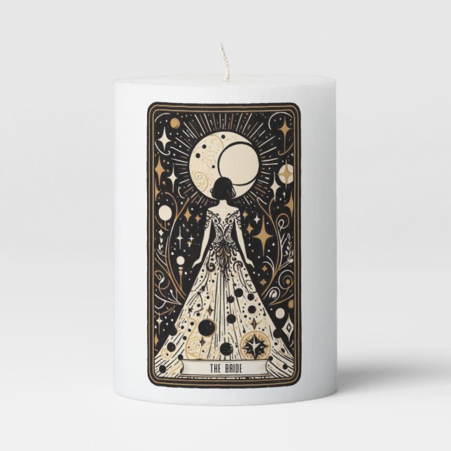 Wedding Tarot Bride Pillar Candle (Front)