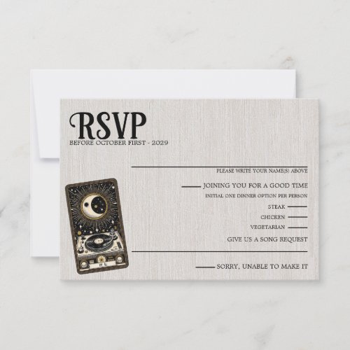 Wedding Tarot Song Request RSVP Card