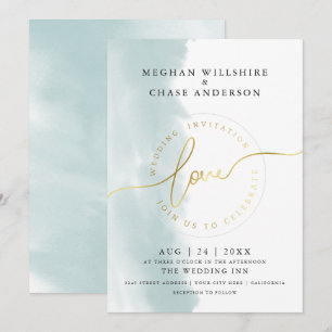 WEDDING   Teal Green Watercolor Invitation