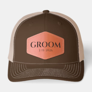 Wedding Team Gifts Monogram Groom bachelor  Leather Patch Hat