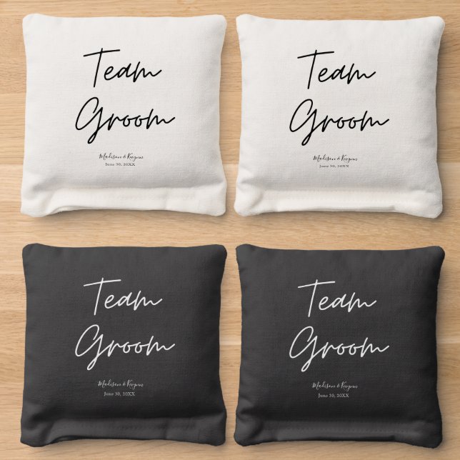 Wedding Team Groom and Team Bride Cornhole Set Bags (Wood)