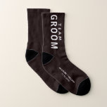 Wedding Team Groom Personalized Socks<br><div class="desc">A fun personalized Team Groom wedding favor gift for your groomsmen,  friends and family. You can personalize these souvenir keepsake socks with your first names and wedding date in white typography against a black background.</div>