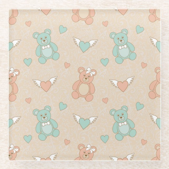 Wedding-teddies Glass Coaster (Front)