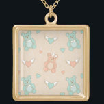 Wedding-teddies Gold Plated Necklace<br><div class="desc">seamless vector wedding pattern with hearts and teddy bears  © and ® Bigstock® - All Rights Reserved.</div>