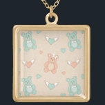 Wedding-teddies Gold Plated Necklace<br><div class="desc">seamless vector wedding pattern with hearts and teddy bears  © and ® Bigstock® - All Rights Reserved.</div>