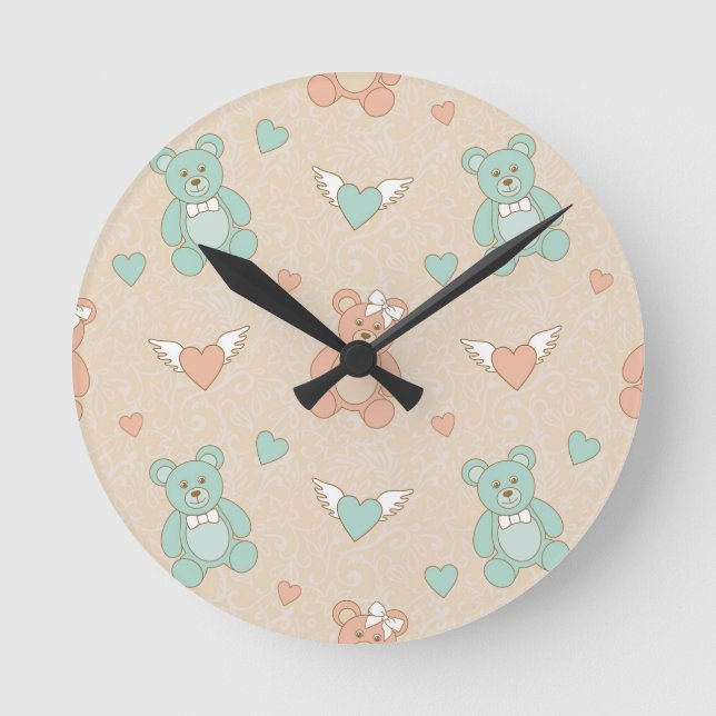 Wedding-teddies Round Clock (Front)