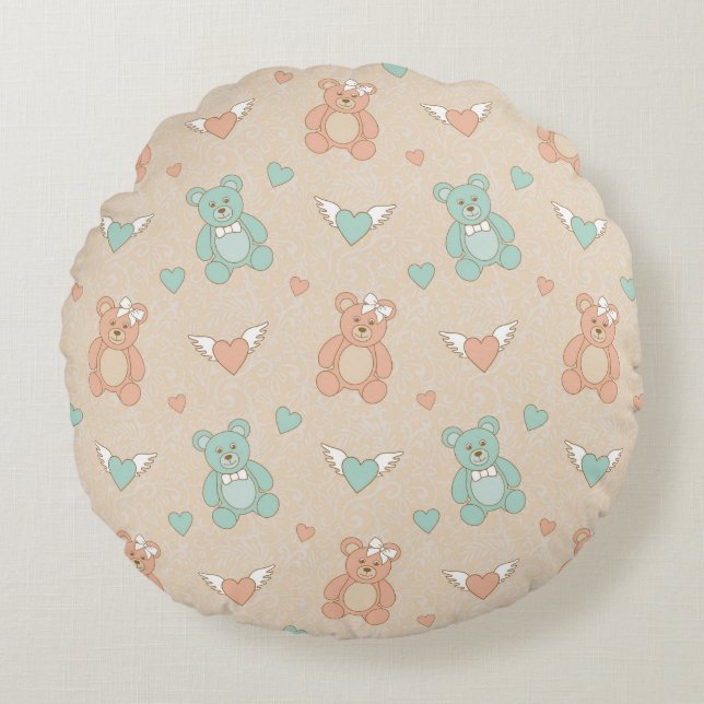 Wedding-teddies Round Pillow (Front)
