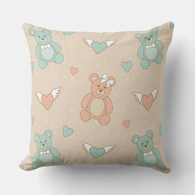 Wedding-teddies Throw Pillow (Front)