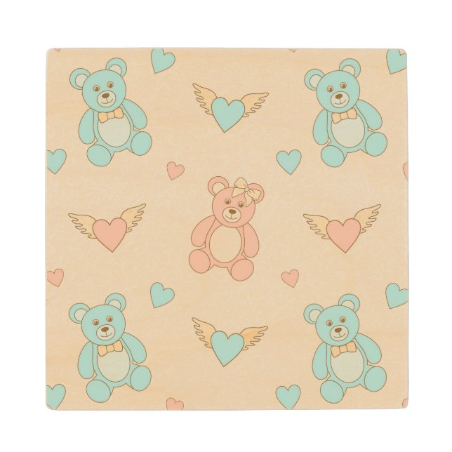 Wedding-teddies Wood Coaster (Front)