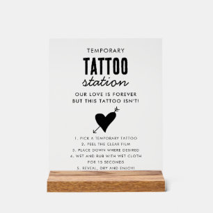 Wedding Temporary Tattoo Station Bar Instruction  Acrylic Sign