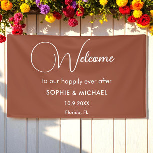 Wedding Terracotta Brown Welcome   Banner