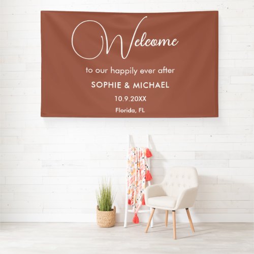 Wedding Terracotta Brown Welcome   Banner