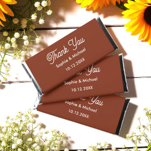 Wedding Terracotta Brown White Minimalist Hershey Bar Favors