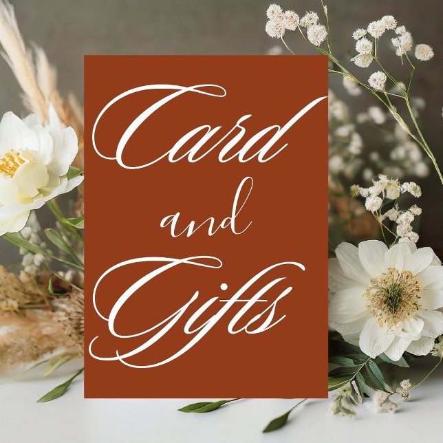 Wedding terracotta burnt orange card and gifts  pedestal sign (Creator Uploaded)
