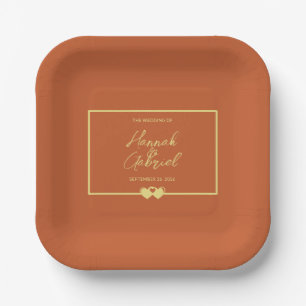 Wedding Terracotta Gold Paper Plates