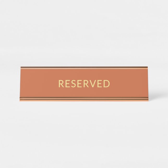 Wedding Terracotta Gold Reserved Tabletop Sign (Front)