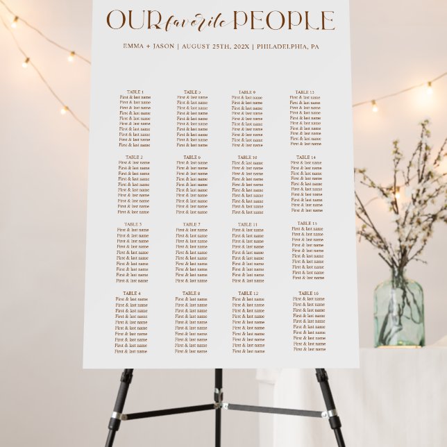 Wedding Terracotta Seating Chart  Foam Board (In Situ (Stand))