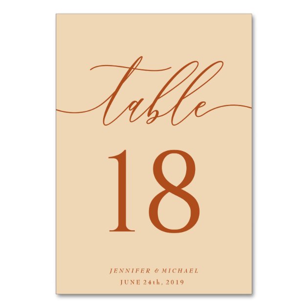 Wedding terracotta seating plan table number