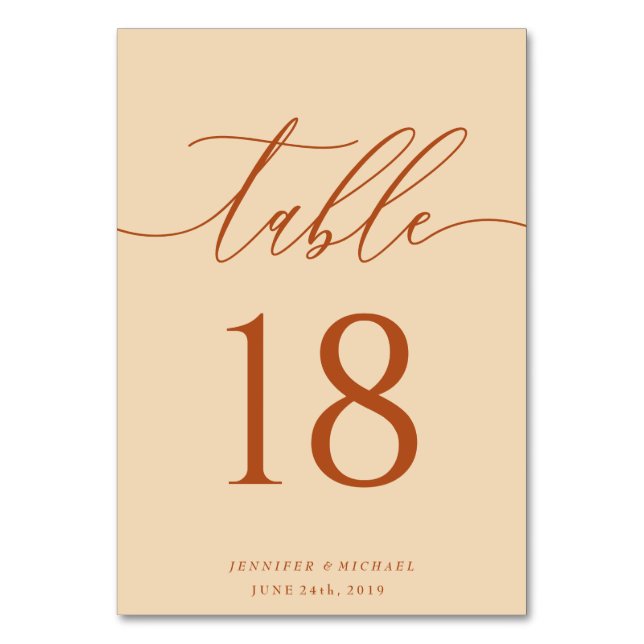 Wedding terracotta seating plan table number (Front)
